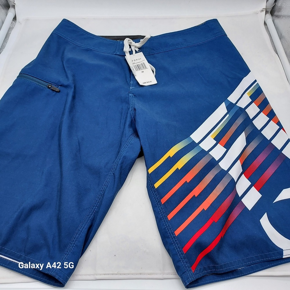 Fox Racing Mens Blue Graphic Board Shorts Swim Trunks Size‎ 29 24842-202